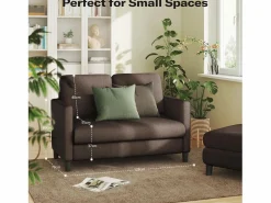 DripeX Combustible sofá de terciopelo marrón de peluche de 2 a 2 años, con un asiento profundo de 55 cm y reposabrazos - 128x78x89cm Marru00f3n Discount
