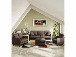 DripeX Combustible sofá de terciopelo marrón de peluche de 2 a 2 años, con un asiento profundo de 55 cm y reposabrazos - 128x78x89cm Marru00f3n Discount