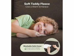 DripeX Combustible sofá de terciopelo marrón de peluche de 2 a 2 años, con un asiento profundo de 55 cm y reposabrazos - 128x78x89cm Marru00f3n Discount