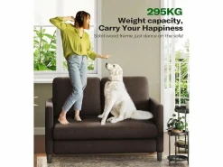DripeX Combustible sofá de terciopelo marrón de peluche de 2 a 2 años, con un asiento profundo de 55 cm y reposabrazos - 128x78x89cm Marru00f3n Discount