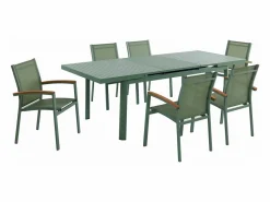 Comedor de jardín aluminio mesa extensible 180/240 y 6 sillones - - NAURU^MYLIA Clearance