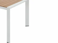 Comedor de jardín de aluminio: una mesa L.150 cm y 4 sillones apilables - Natural claro y blanco - LIOUS de^MYLIA Clearance