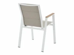Comedor de jardín de aluminio: una mesa L.150 cm y 4 sillones apilables - Natural claro y blanco - LIOUS de^MYLIA Clearance