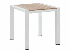 Comedor de jardín de aluminio: una mesa de 80 cm y 2 sillones apilables - Natural claro y blanco - NYROS de^MYLIA New