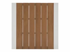 Comedor de jardín de aluminio: una mesa de 80 cm y 2 sillones apilables - Natural claro y blanco - NYROS de^MYLIA New