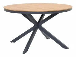 Comedor de jardín de aluminio: mesa redonda D.125 cm y 4 sillones - Antracita y natural claro - ZEYVA de^MYLIA New