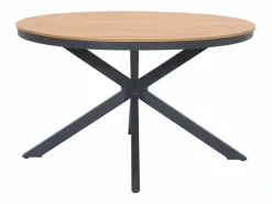 Comedor de jardín de aluminio: mesa redonda D.125 cm y 4 sillones - Antracita y natural claro - ZEYVA de^MYLIA New
