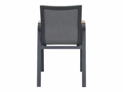 Comedor de jardín de aluminio: mesa redonda D.125 cm y 4 sillones - Antracita y natural claro - ZEYVA de^MYLIA New
