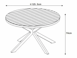 Comedor de jardín de aluminio: mesa redonda D.125 cm y 4 sillones - Antracita y natural claro - ZEYVA de^MYLIA New