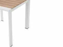 MYLIA Comedores De Jardín|Comedor de jardín de aluminio: una mesa L.80 cm y 2 sillones apilables - Natural claro y blanco - LIOUS de