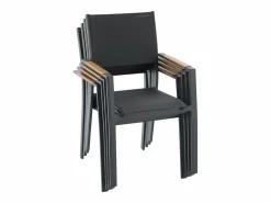 Comedor de jardín de aluminio: una mesa extensible L.205/286,5 cm y 10 sillones apilables - Antracita - MACILA de^MYLIA New