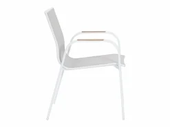 MYLIA Comedor de jardín de aluminio: mesa extensible de aluminio L.155/246 cm y 6 sillones - Natural claro y blanco - SERUNO de Color natural claro / Blanco Sale