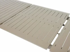 MYLIA Comedores De Jardín|Comedor de jardín de aluminio: mesa extensible L.205/286.5 cm y 10 sillones apilables - Taupe - MACILA de