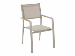 MYLIA Comedores De Jardín|Comedor de jardín de aluminio: mesa extensible L.205/286.5 cm y 10 sillones apilables - Taupe - MACILA de