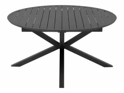 MYLIA Comedor de jardín de aluminio: una mesa redonda extensible L.150/200 cm y 6 sillones apilables - Antracita - VELYRA de Gris antracita New