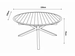MYLIA Comedor de jardín de aluminio: una mesa redonda extensible L.150/200 cm y 6 sillones apilables - Antracita - VELYRA de Gris antracita New