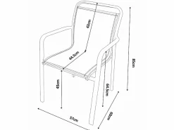 MYLIA Comedor de jardín de aluminio: una mesa redonda extensible L.150/200 cm y 6 sillones apilables - Antracita - VELYRA de Gris antracita New