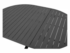 MYLIA Comedor de jardín de aluminio: una mesa redonda extensible L.150/200 cm y 6 sillones apilables - Antracita - VELYRA de Gris antracita New