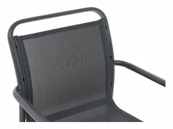 MYLIA Comedor de jardín de aluminio: una mesa redonda extensible L.150/200 cm y 6 sillones apilables - Antracita - VELYRA de Gris antracita New