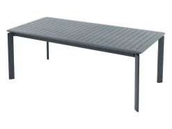 MYLIA Comedores De Jardín|Comedor de jardín de aluminio: una mesa extensible L.205/286.5 cm y 8 sillones apilables - Antracita - MACILA de