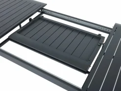 MYLIA Comedores De Jardín|Comedor de jardín de aluminio: una mesa extensible L.205/286.5 cm y 8 sillones apilables - Antracita - MACILA de