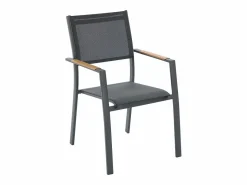 MYLIA Comedores De Jardín|Comedor de jardín de aluminio: una mesa extensible L.205/286.5 cm y 8 sillones apilables - Antracita - MACILA de
