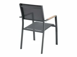 MYLIA Comedor de jardín de aluminio: una mesa extensible L.205/286,5 cm y 6 sillones apilables - Antracita - MACILA de Gris antracita Sale