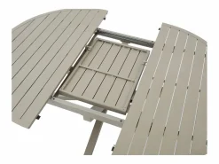 MYLIA Comedor de jardín de aluminio: una mesa redonda extensible L.150/200 cm y 6 sillones apilables - - VELYRA de Topo Clearance