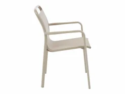 MYLIA Comedor de jardín de aluminio: una mesa redonda extensible L.150/200 cm y 6 sillones apilables - - VELYRA de Topo Clearance