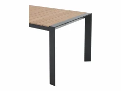 MYLIA Comedores De Jardín|Comedor de jardín de aluminio: una mesa L.150 cm y 4 sillones apilables - Natural claro y antracita - NYROS de