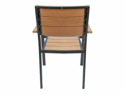 MYLIA Comedores De Jardín|Comedor de jardín de aluminio: una mesa L.150 cm y 4 sillones apilables - Natural claro y antracita - NYROS de