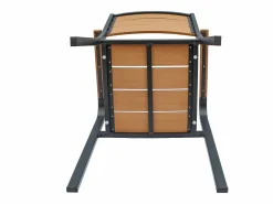 MYLIA Comedores De Jardín|Comedor de jardín de aluminio: una mesa L.150 cm y 4 sillones apilables - Natural claro y antracita - NYROS de