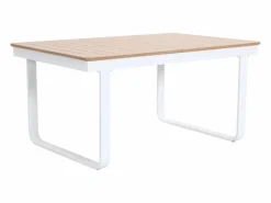 MYLIA Comedores De Jardín|Comedor de jardín de aluminio: mesa extensible de aluminio L.155/246 cm y 8 sillones - Natural claro y blanco - SERUNO de