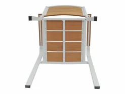 Comedor de jardín de aluminio: una mesa de 150 cm y 4 sillones apilables - Natural claro y blanco - NYROS de^MYLIA Discount