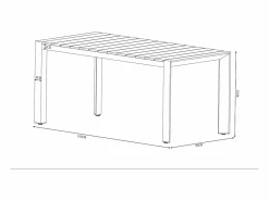 Comedor de jardín de aluminio: una mesa de 150 cm y 4 sillones apilables - Natural claro y blanco - NYROS de^MYLIA Discount
