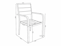 Comedor de jardín de aluminio: una mesa de 150 cm y 4 sillones apilables - Natural claro y blanco - NYROS de^MYLIA Discount
