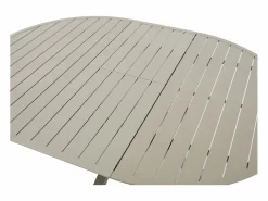 MYLIA Comedor de jardín de aluminio: una mesa redonda extensible L.150/200 cm y 4 sillones apilables - - VELYRA de Topo Hot