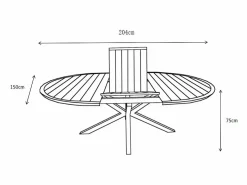 Comedor de jardín de aluminio: una mesa redonda extensible L.150/200 cm y 4 sillones apilables - Antracita - VELYRA de^MYLIA Hot