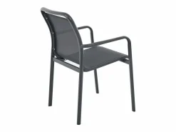 Comedor de jardín de aluminio: una mesa redonda extensible L.150/200 cm y 4 sillones apilables - Antracita - VELYRA de^MYLIA Hot