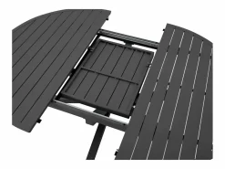 MYLIA Comedor de jardín de aluminio: mesa redonda extensible L.150/200 cm y 6 sillones apilables - Antracita - YOHA de Gris antracita New