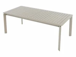MYLIA Comedores De Jardín|Comedor de jardín de aluminio: una mesa extensible L.205/286.5 cm y 6 sillones apilables - - MACILA de