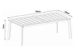 MYLIA Comedores De Jardín|Comedor de jardín de aluminio: una mesa extensible L.205/286.5 cm y 6 sillones apilables - - MACILA de