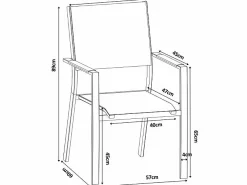 MYLIA Comedores De Jardín|Comedor de jardín de aluminio: una mesa extensible L.205/286.5 cm y 6 sillones apilables - - MACILA de