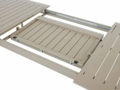 MYLIA Comedores De Jardín|Comedor de jardín de aluminio: una mesa extensible L.205/286.5 cm y 6 sillones apilables - - MACILA de