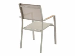 MYLIA Comedores De Jardín|Comedor de jardín de aluminio: una mesa extensible L.205/286.5 cm y 6 sillones apilables - - MACILA de