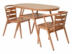 MYLIA Comedor de jardín de aluminio: Una mesa y 2 sillones - - ADEA de Cobrizo Outlet
