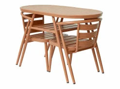 MYLIA Comedor de jardín de aluminio: Una mesa y 2 sillones - - ADEA de Cobrizo Outlet