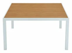 MYLIA Comedor de jardín de aluminio polywood de 140 cm + 4 sillas naturales claras MACILA Blanco Sale