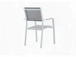 MYLIA Comedor de jardín de aluminio polywood de 140 cm + 4 sillas naturales claras MACILA Blanco Sale