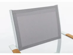 MYLIA Comedor de jardín de aluminio polywood de 140 cm + 4 sillas naturales claras MACILA Blanco Sale